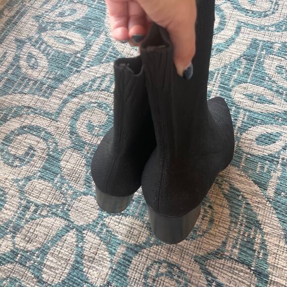 Aldo Women's Black Knit Pointed-Toe Ankle Boots with Block Heel - Size US 7.5‎ - Picture 8 of 12